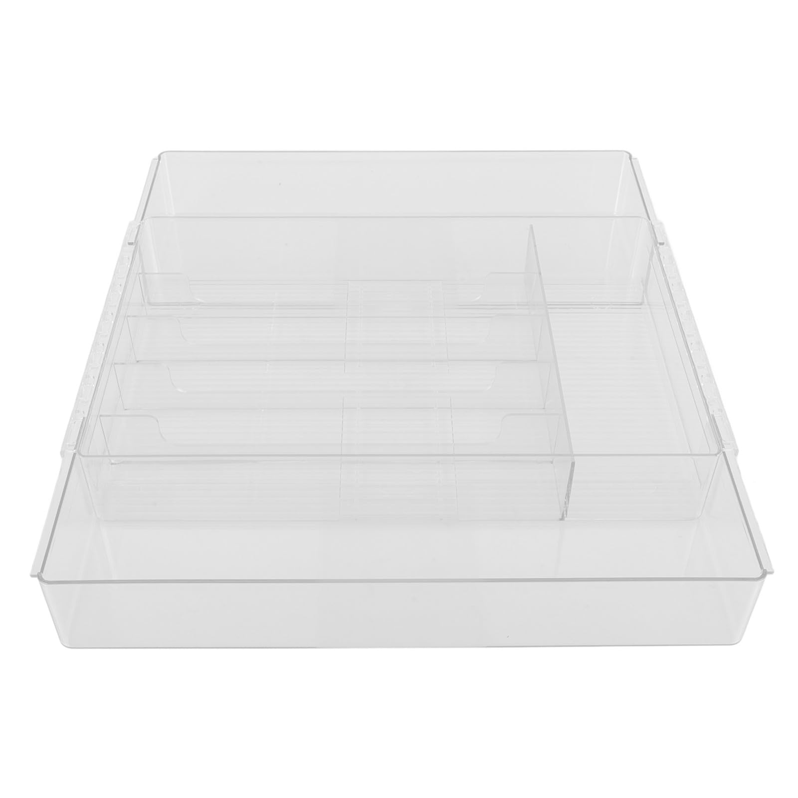 Ausziehbarer Acryl Küchenschubladen Organizer mit Mehreren Fächern zur Besteck und Küchenutensilien Aufbewahrung Robust und Bruchsicher für Küche und Büro