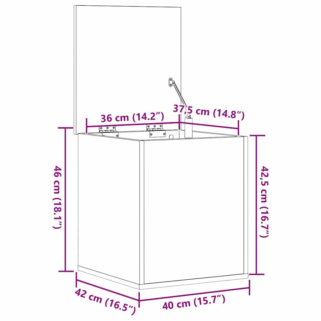 Aufbewahrungsbox Schwarz Eichen-Optik 40 x 42 x 46 cm Holzwerkstoff mit Deckel, Stauraum, Sitztruhe Kiste für Wohnzimmer Schlafzimmer Home Office Ordnung