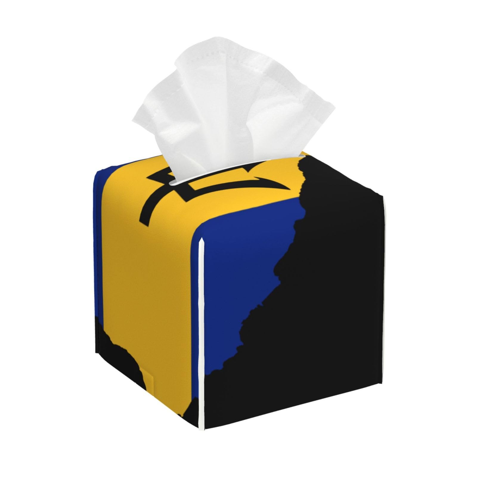 Barbados Flag Map Pattern Square Tissue Box Cover with Modern and Stylish Bottom Tissue Box Storage Space