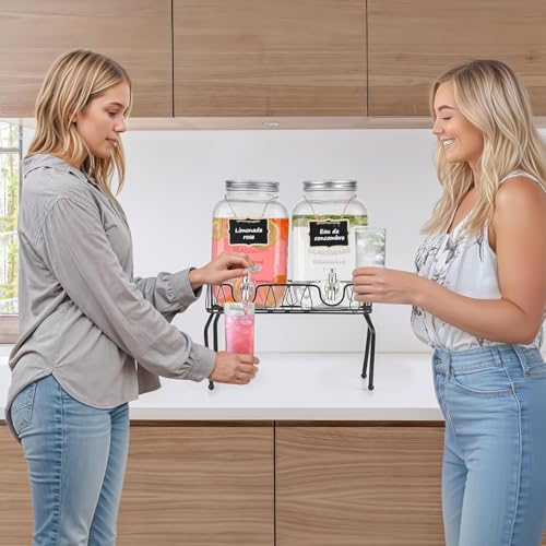 Image of 5 Liter Glass Juice Dispenser with Tap, Cold Ice Drink Dispensers for Water, Beer, Cocktails, Detox Beverage Drinks, Home & Restaurant, Office, Bar, Party (VM-01)