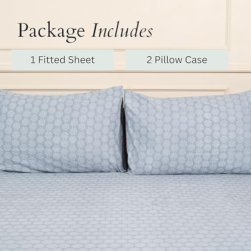 Image of Amazon Brand - Umi Cotton Elastic Fitted Bedsheet, King Size 78x72 Inches, Elastic Fit Bed Sheet, 10 Inch Deep Pocket, Soft Breathable Bedding, Durable Easy Care, with Pillow Cover-Luxe Royale