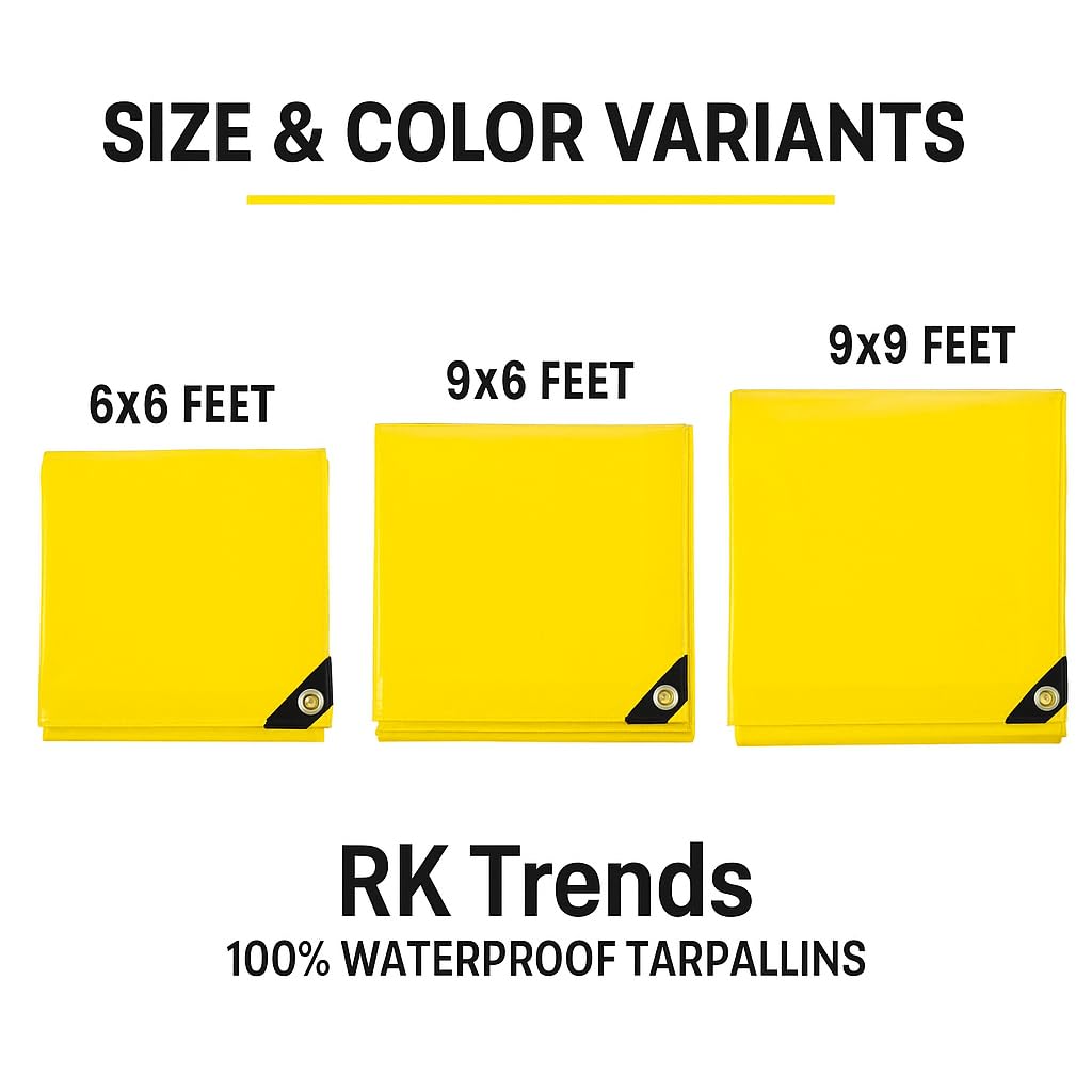 Heavy Duty Waterproof HDPE 260GSM Tarpaulin, Yellow, UV Resistant with Metal Grommets, Multipurpose Cover (6Ft x 6Ft) — Amazon image 5