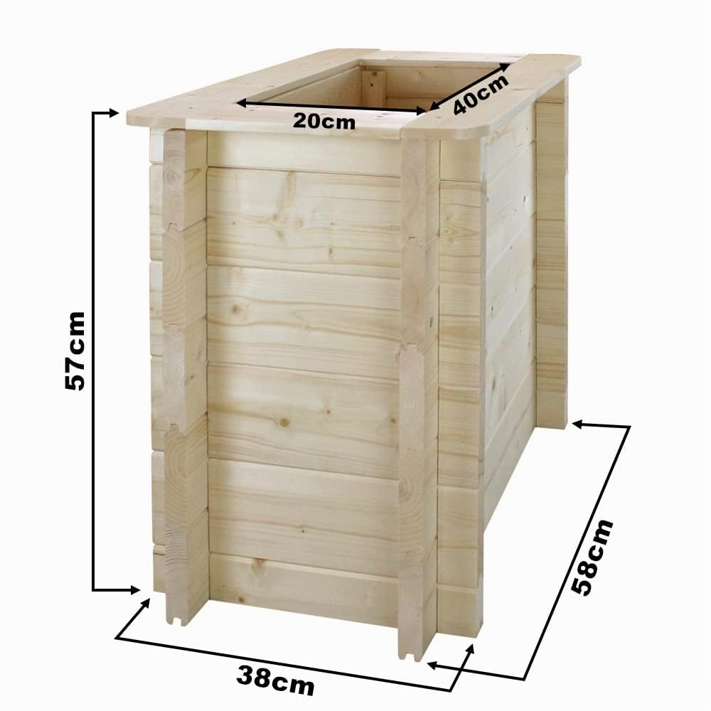 TIMBELA Carre Potager Exterieur Bois - Jardinieres Exterieur pour Jardin, Balcon, Terrasse – pour Fleurs, Herbes aromatiques, Légumes- Bois Massif pin/épicéa 28 mm, 58x38xH57 cm, M611