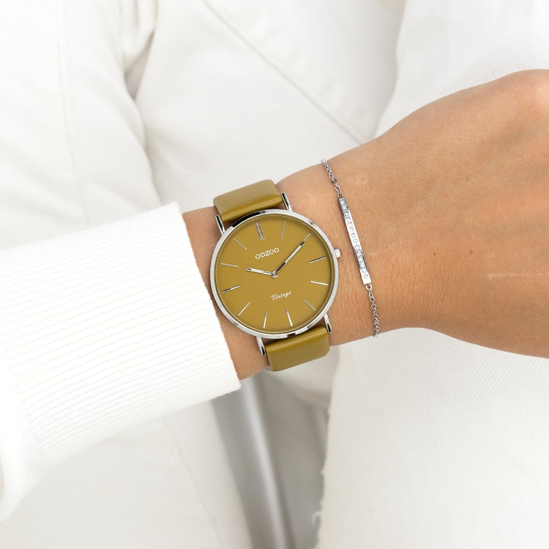 Oozoo Orologio vintage da donna – Orologio da polso da donna con cinturino in pelle 20 mm – analogico da donna
