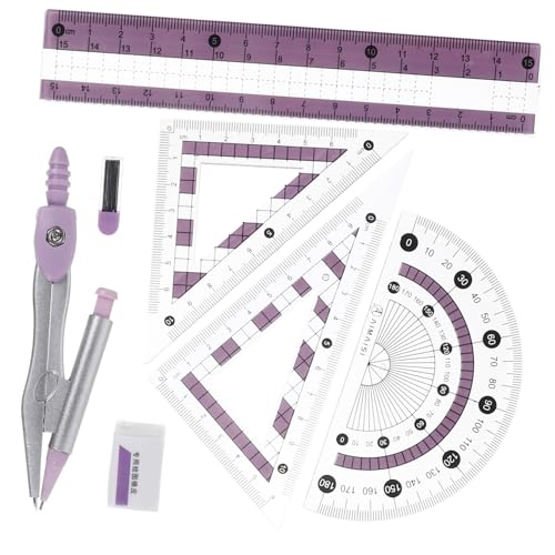 TEHAUX 多機能定規 小学生向けコンパス 三角定規 器付き点 ピンク 学習用ドローイングツール