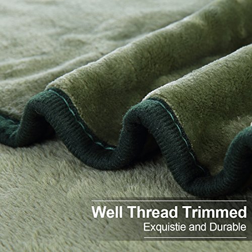 Soft Travel Size Blanket All Season Warm Fuzzy Microplush Lightweight Thermal Fleece Blankets for Couch Bed Sofa,Throw,50x61 Inches,Olive Green