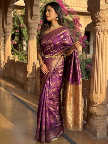 Image of AKHILAM Women's Kanjivaram Pure Soft Silk Saree For Women Saree With Unstitched Blouse Piece |Soft banarasi saree for women|silk saree pure silk