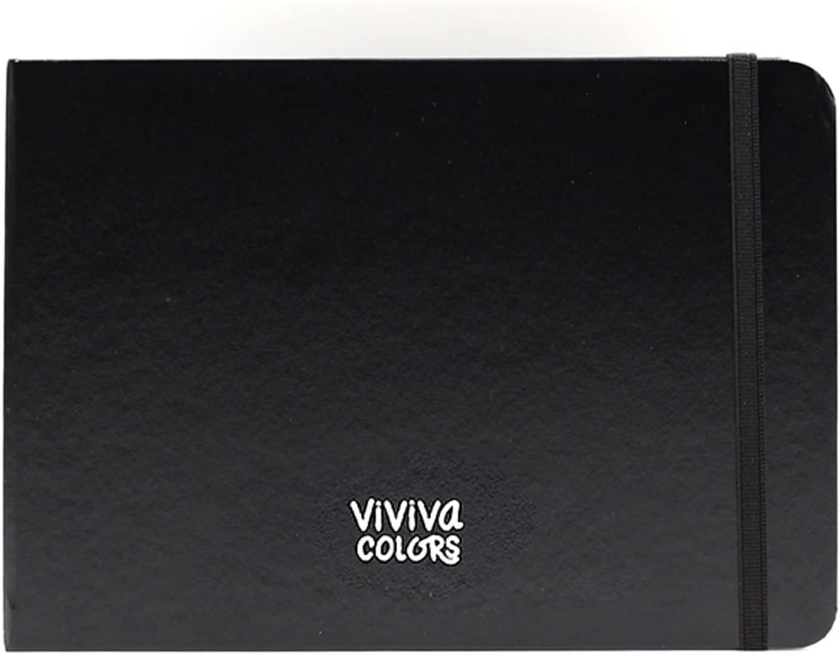 Sketchbook, A5 Landscape, 100% Cotton, 300 GSM, 40 Pages (20 Sheets), Premium Faux Leather Bound, Perfect for Watercolour Painting.
