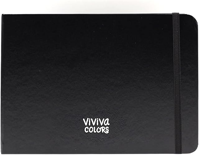 Viviva Sketchbook, A5 Landscape, 100% Cotton, 300 GSM, 40 Pages (20 Sheets), Premium Faux Leather Bound, Perfect for Watercolour Painting,5.8 x 8.3 in
