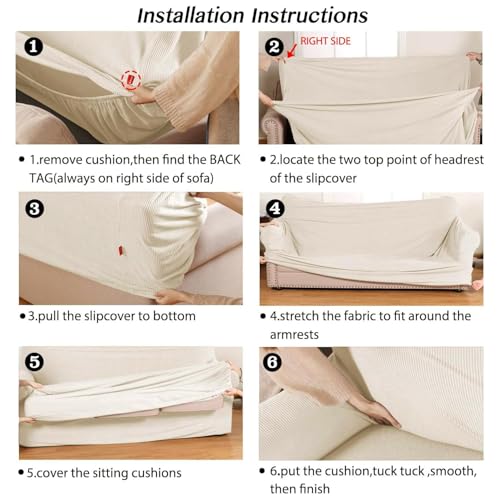 Image of Turquoize 2 Piece Chair Covers Chair Slipcovers for Living Room Small Armchair Chair Cover with Arms Washable Furniture Cover for Chairs Feature Thick Jacquard Fabric (Small Armchair, Biscotti Beige)