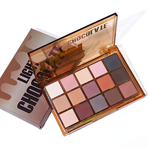 UCANBE 15 Colors Eyeshadow Palette Matte Shimmer Make Up Eyeshadow Palette Pigmentation Eyeshadow Powder Natural Color Long Lasting Waterproof Make Up Palette (Light Chocolate)