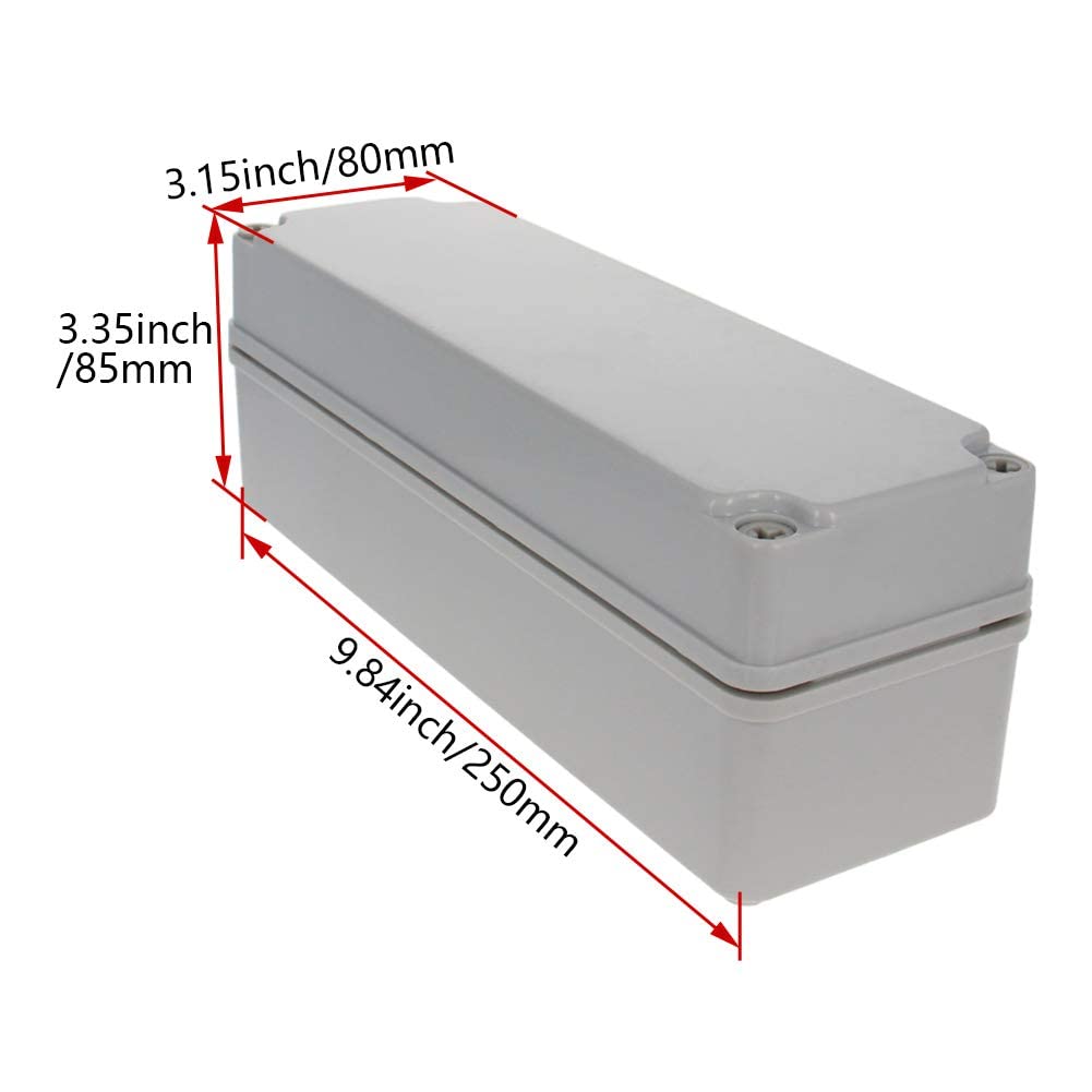 Heyiarbeit 9.84 x3.15 x3.35 (LxWxH) Junction Box IP65 Universal Electrical Project Enclosure ABS Plastic Dustproof Waterproof with Cover M3 1PCS