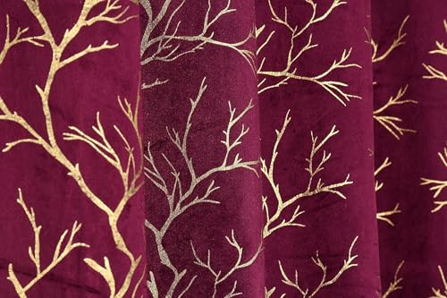 Image of Window Curtains 5 Feet Long for Living Room - Window Curtain Set of 1 Pcs Panel, Velvet Blackout & Stylish Parda for Home Decor & Office Wine Colour