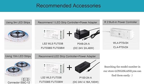 Miniatura 7 de LGIDTECH LSL5N01N Miboxer 5050 5 en 1 SMD RGB+CCT LED tira de luz DC 24V, 16.4ft  5Meters 300LED, tablero desnudo no impermeable IP20