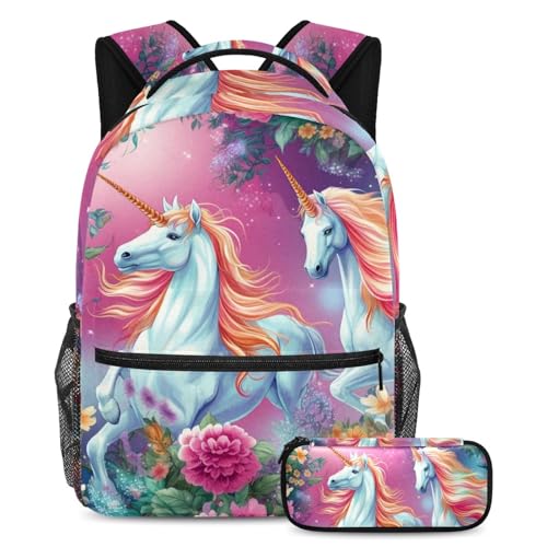 Sac à dos pour garçons et filles avec trousse à crayons lot de 2 multicolore