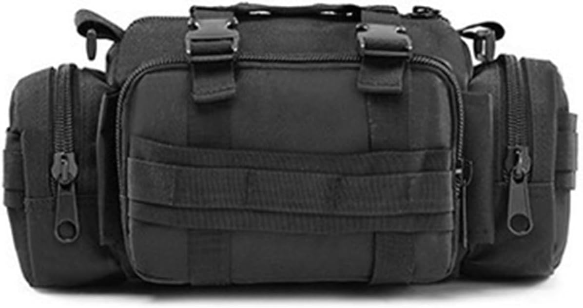 NayuboWaist Bag Fanny Pack with Shoulder Strap Molle Outdoor Belt Sling Bag Handlebar Bag Hand Carry Gear Pouch Waterproof Sport Duffle Bag for Men (Black)