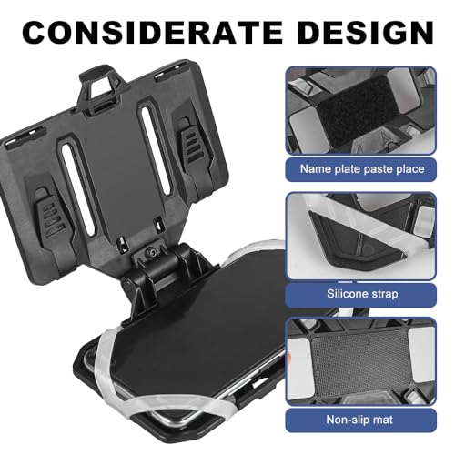 MiOYOOW Taktischer Molle Telefonhalter, 120° Faltbarer Weste Plattenträger mit 4 Eck Silikonbändern für 4,7-6,7 Zoll Telefone