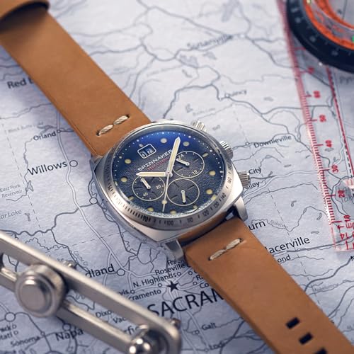 Image of Spinnaker Men's 42mm Hull Chronograph Watch with Leather Strap SP-5068
