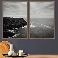 2 Piece Framed Canvas Wall Art Black and White Scenery Canvas Prints Home Artwork Decoration for Living Room,Bedroom - 16