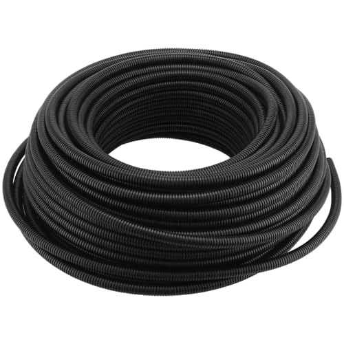 Tube de conduit flexible en PVC ondulé noir de 20 m pour câbles de maison et jardin
