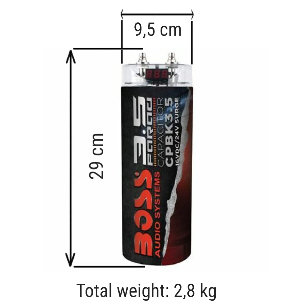 KIT SET POUR BOSS AUDIO SYSTEMS CPBK3.5 1 condensateur 3,5 farad pour systèmes jusqu'à 3500 rms avec allumage par câble à distance, 1 pièce