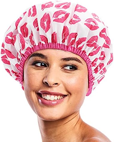 Reusable Shower Cap & Bath Cap & Lined, Oversized Waterproof Shower Caps Large Designed for all Hair Lengths with PEVA Lining & Elastic Band Stretch Hem Hair Hat - Fashionista Showered With Kisses