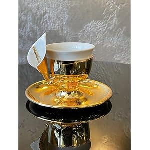 6 Piece Coffee Cup Set,Luxury Coffee Cup Set, Arabic Coffee Cups, Turkish Coffee Cups, Espresso Cup and Saucer Set, Macchiato Cup(Gold) DMY