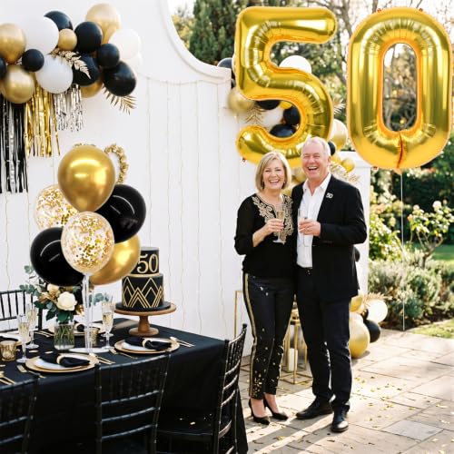 Image of TONIFUL 4 Set Black Gold 50 Balloon Stand Balloon Centerpieces for Table
