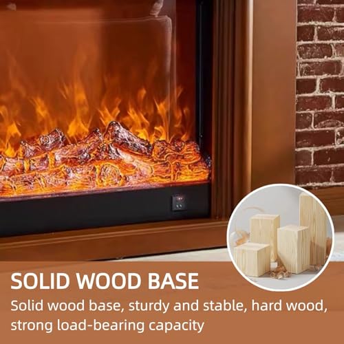 Aihm-Lon Modern Electric Fireplace with Mantel 47.24IN (Faux Flame) (3D Bezel) Freestanding Brown Chimenea TV Stand for Living Room - Image 4