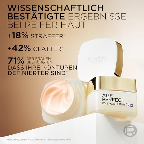 L'Oréal Paris Gesichtspflegeset, Anti-Aging Tag und Nacht Feuchtigkeitspflege für straffere Haut, mit Kollagen-Peptid, Age Perfect Kollagen Experte Gesichtscremes, 2 x 50ml 6