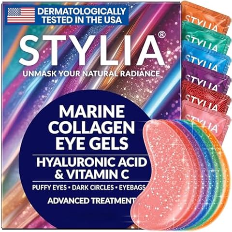 Under Eye Patches for Dark Circles and Puffy Eyes (9 Pairs), Marine Collagen Eye Gel Pads for Puffiness with Vitamin C, Hyaluronic Acid, and Pearl Extract, Eye Mask for Dark Circles and Puffiness Cover