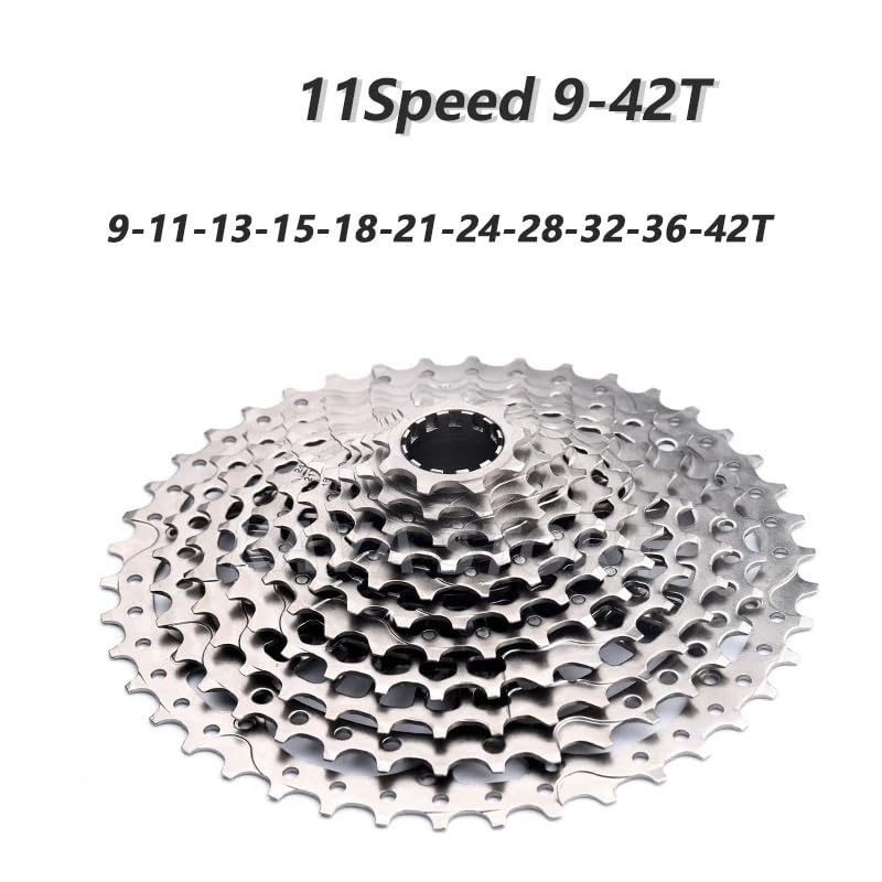 Cassettes Y PiñOnes Piñón Libre for Bicicleta de montaña, 11 velocidades, 9-42T, 439 g, Ultraligero, Plateado, Volante inercia for