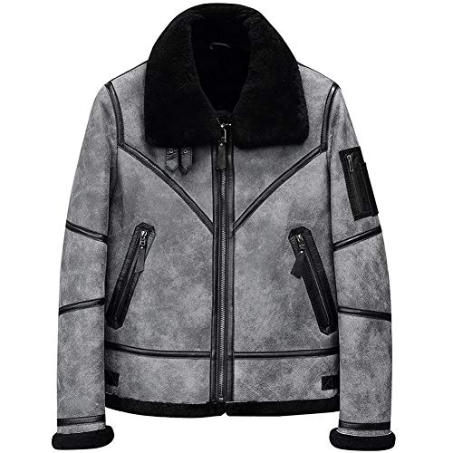 Denny&Dora Mens Shearling Jacket B3 Flight Jacket Sheepskin Aviator Winter Coat Fur Bomber Leather Jacket product thumbnail 9