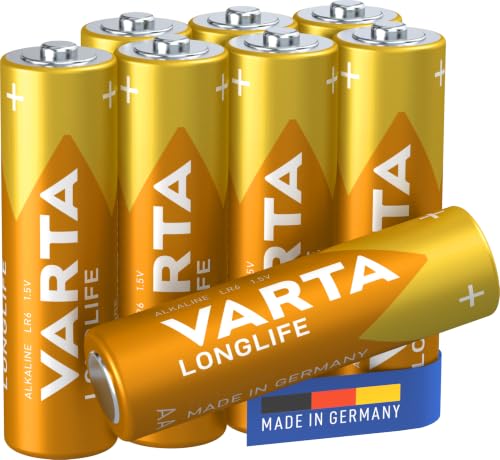 VARTA Batteries AA, Pack of 8, Longlife, Alkaline, 1.5 V