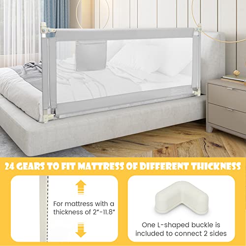 Image of GLACER Bed Rail for Toddlers, 77 inch Extra Long, Height Adjustable Baby Bed Rail Guard with One-Side Lifting Design, Double Safety Locks, Safety Bed Guardrail for Kids with Side Storage Pocket (Classic)