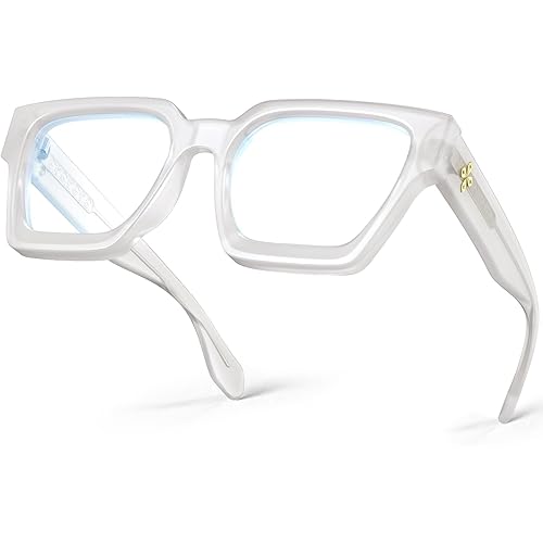 VISOONE Oversized Blue Light Glasses for Women, Non Prescription Computer Glasses with Chunky Frame, Anti Glare Bluelight Blocking Eyewear for Gaming, Reading & TV Strain Relief RIVER