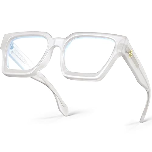 VISOONE Oversized Blue Light Glasses for Women, Non Prescription Computer Glasses with Chunky Frame, Anti Glare Bluelight Blocking Eyewear for Gaming, Reading & TV Strain Relief RIVER