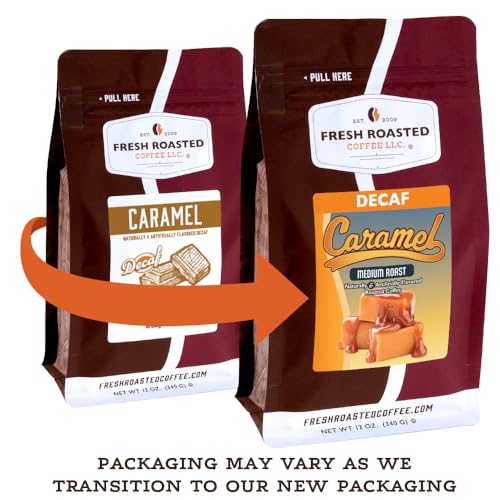 Image of Fresh Roasted Coffee, Decaf Caramel Flavored Drip Ground Coffee, Medium Roast, Kosher, 2 lb (32 oz)