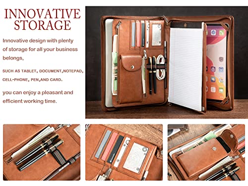 Azxcg Padfolio, Business Resume Portfolio, Vegan Leather Document Organizer, Portfolio Folder For A4 Writing Pad, Bag For Ipad Pro 12.9(2018/2020/2021), Brown #TOP7