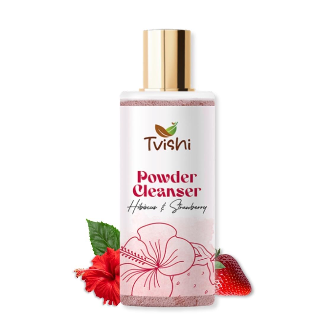 Tvishi Pink Powder Cleanser for Face - 50 Gms | Hibiscus & Strawberry Foaming Cleanser for Glowing And Brightening Skin | Deep Cleanses Pores | For Removing Excess Oil Dirt & Detoxifies Skin-image-42