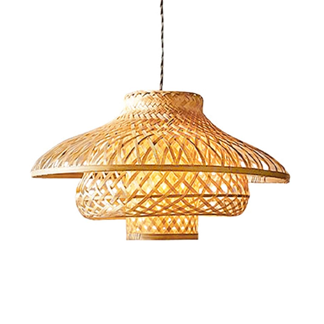 Illuminazione per Sala da Pranzo in Corda Intrecciata Lampadari A Forma di Nido D'uccello in Stile Vietnamita Lampade Pendenti in Vimini di bambù Intrecciato Strettamente