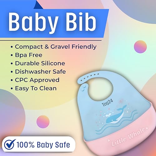 Image of Baby Bib for Feeding and Weaning Babies and Toddlers | Waterproof, Washable, Reusable | Adjustable Neckline with Buttons | Easy to Clean and Non-Messy Design