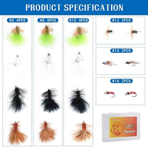 Ansnbo 18 Pcs Fly Fishing Flies Kit, Hand Tied Wet Woolly Bugger Fishing Fly Assortment For Trout Fly Fishing Lures Fishing Flys thumb #2