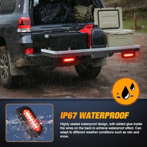 Image of Nilight 6Inch Oval Trailer Tail Light 2PCS Red Brake Stop Turn White Reverse Back Up Lights with Flush Mount Grommets Plugs Mounting Brackets for RV Truck Luggage Rack