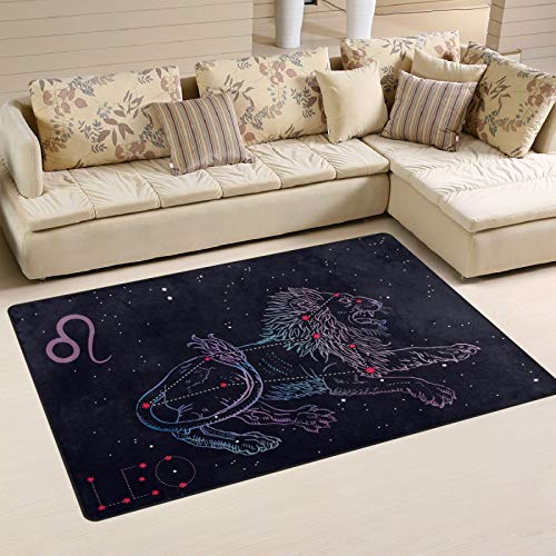 ALAZA Leo Zodiac Sign and Constellation Non Slip Door Mat 2' x 3', Modern Floor Mats for Living Room Bedroom Dinning Room Home Decor