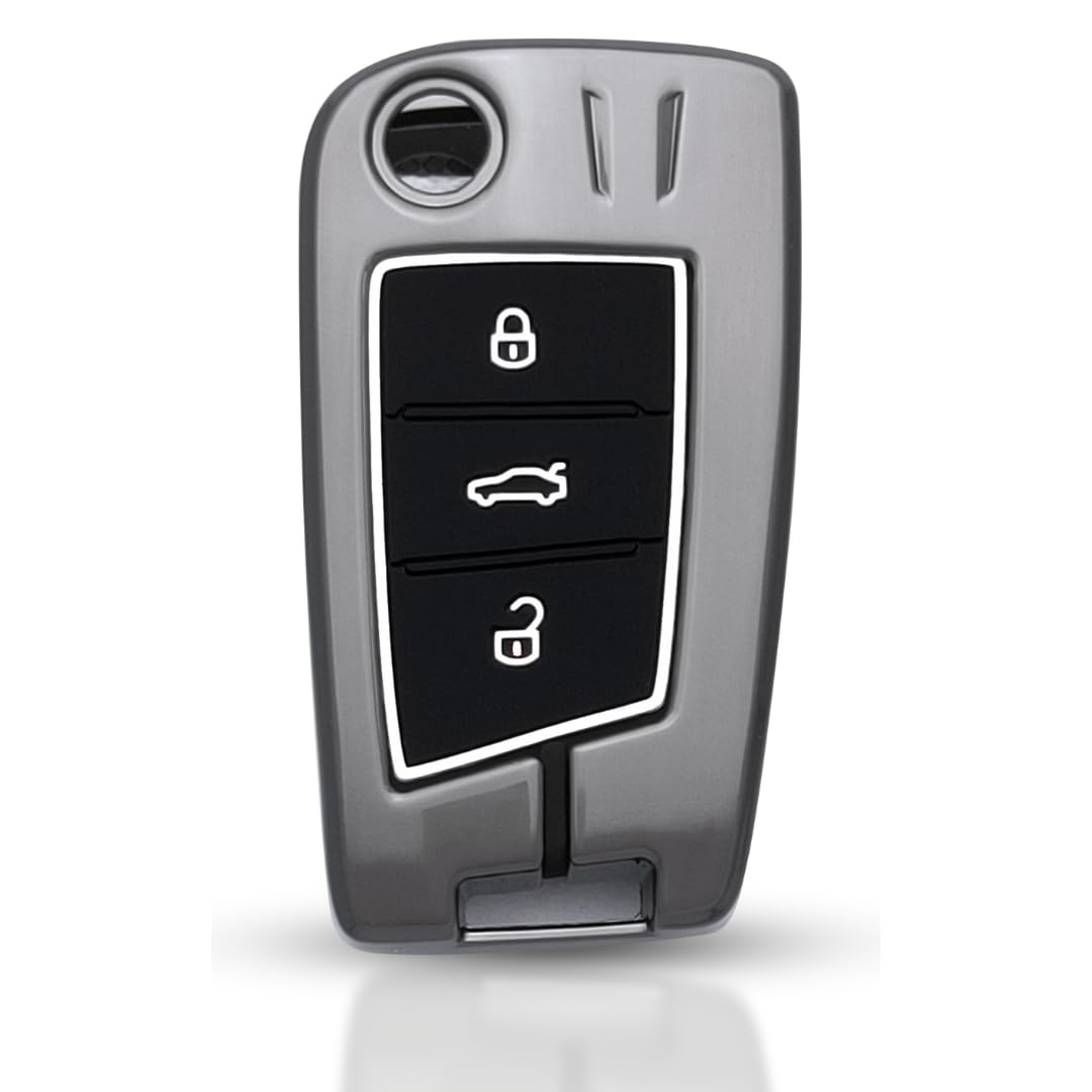 Keycept™ Metal Alloy Key Cover Compatible for Skoda and VW - Kushaq | Octavia | Kodiaq | Superb | Slavia | Passat | Taigun | Virtus | T ROC 3B Flip Key