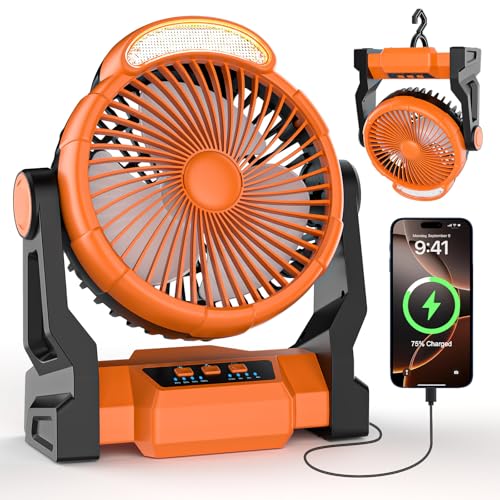 Diealles Shine Ventilador Camping, 15000mAh Ventilador Recargable, Ventiladores de Camping con...