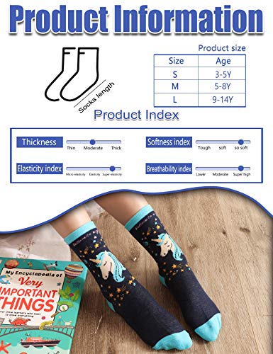 Image of Anlisim Girls Socks Cute Animal Pattern Cartoon Novelty Fashion Soft Cotton Socks 6 Pairs