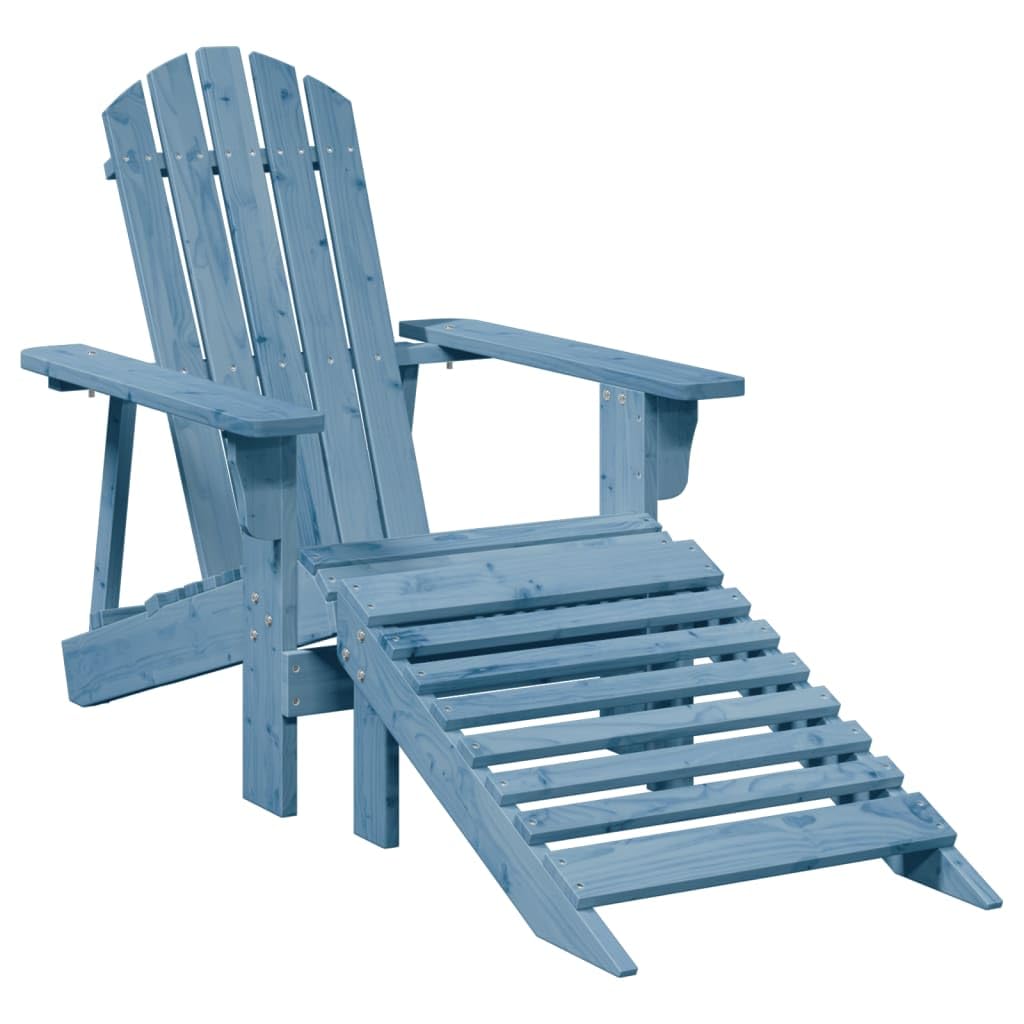 vidaXL Silla Adirondack con otomana Madera Maciza de Abeto Azul