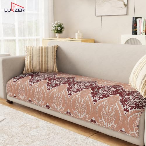 Image of Lukzer 1 Seater Sofa Cover Mat Reversible Quilted Sofa Seat Protector with WaveEdge Ultrasonic Cut - Leopard Print - Washable Anti-Slip Sofa Throw for Living Room Couch Cover 60 x 85 CM /SC-220-01WE